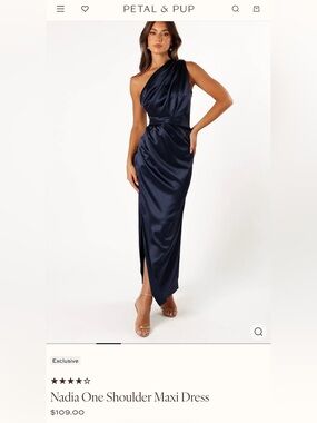Petal & Pup Navy One-Shoulder Maxi Dress